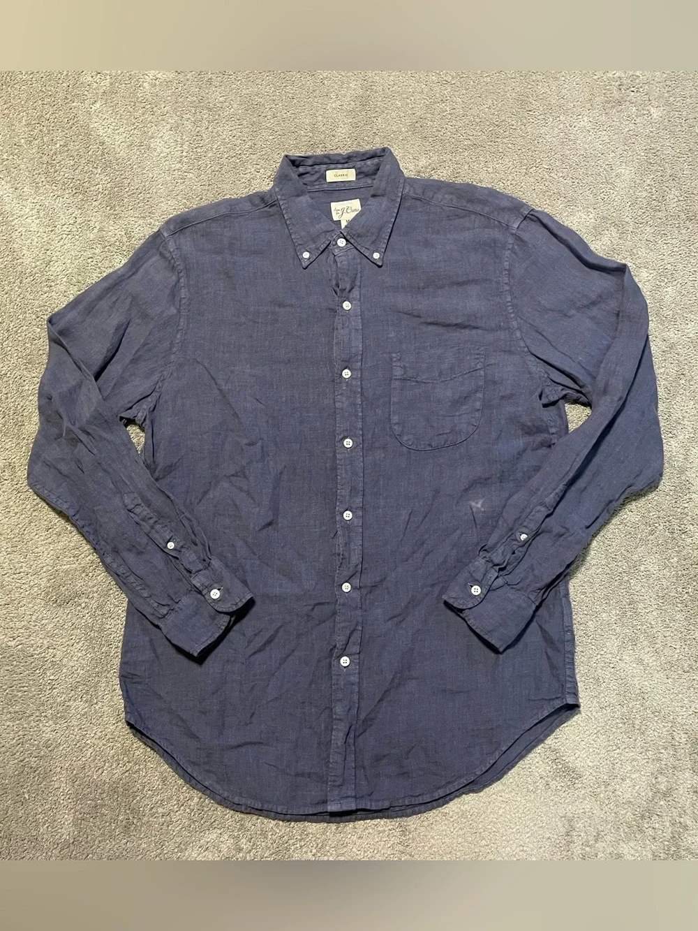 J Crew Irish Linen Button Down Shirt Men’s M Classic Fit Blue Preppy Lightweight